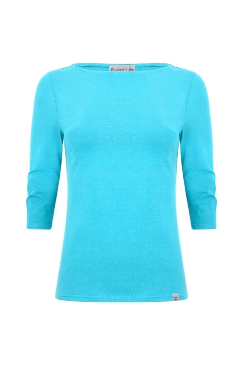 LÉA z rękawami 3:4 Cyan Blue przód.jpg