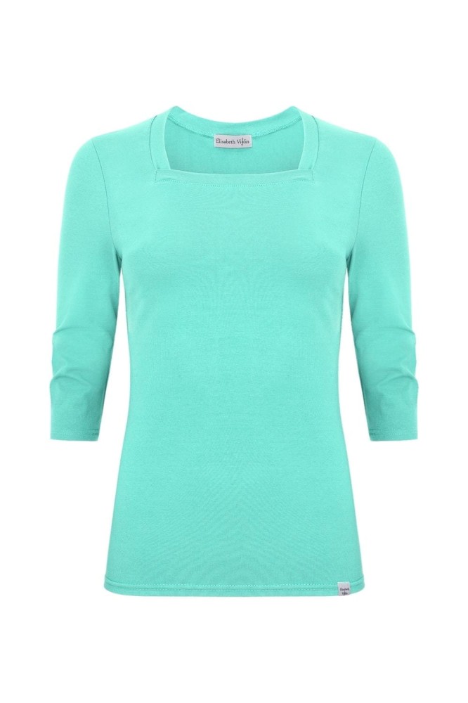 ERICA z rękawami 3:4 Blue Turquoise przód.jpg