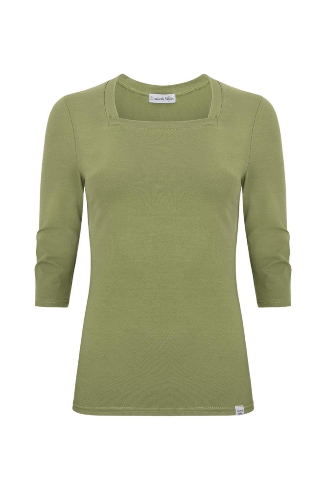 ERICA z rękawami 3:4 Oil Green przód.jpg