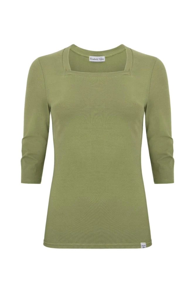 ERICA z rękawami 3:4 Oil Green przód.jpg