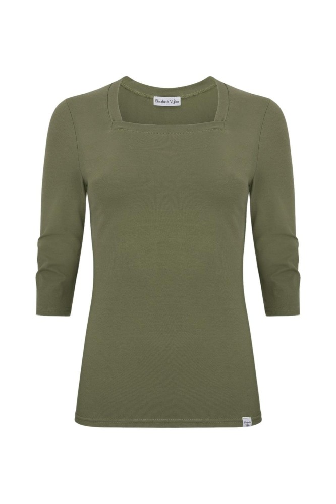 ERICA z rękawami 3:4 Dusty Olive przód.jpg