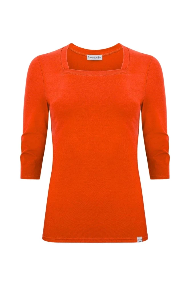 ERICA z rękawami 3:4 Mandarin Red przód.jpg