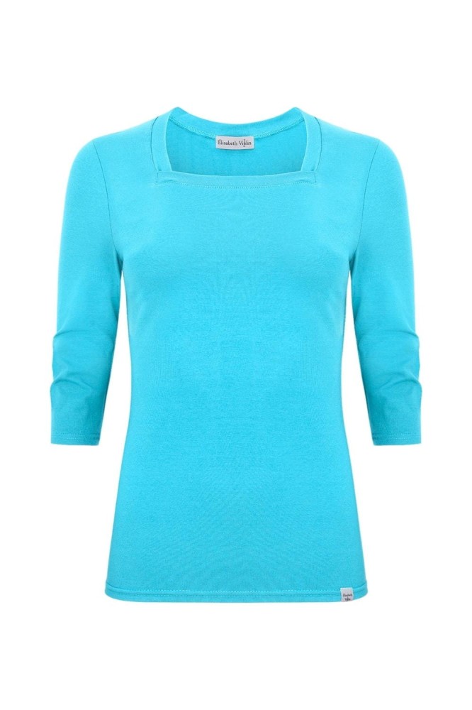 ERICA z rękawami 3:4 Cyan Blue przód.jpg