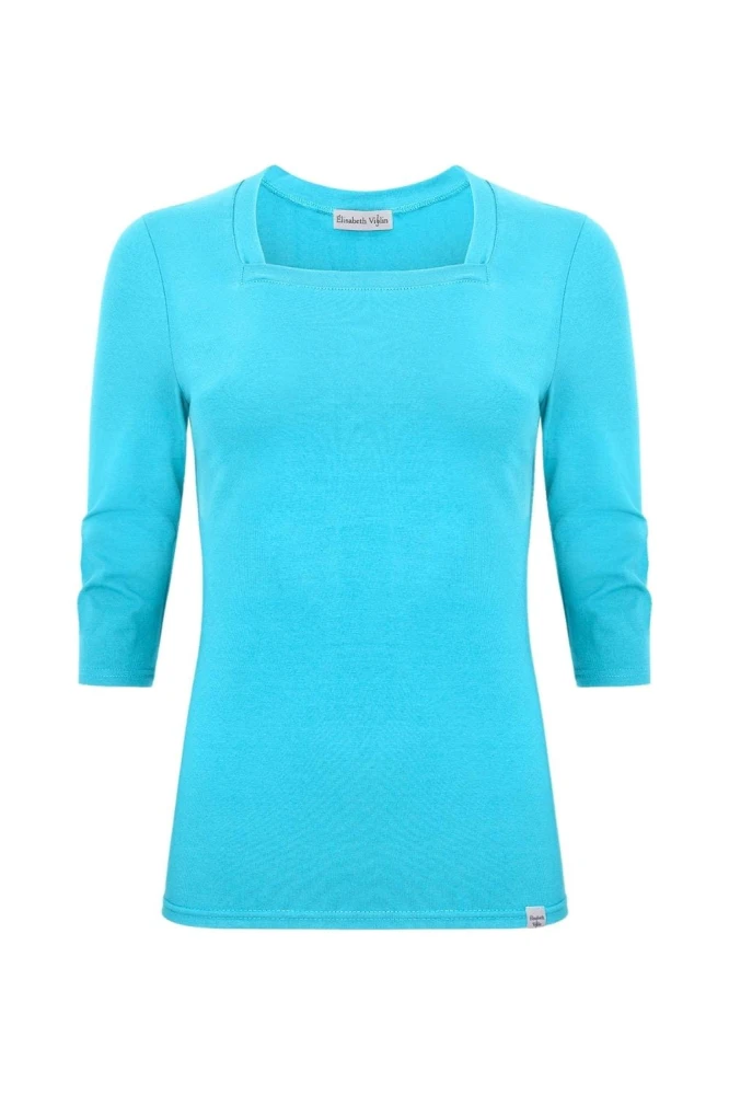 ERICA z rękawami 3:4 Cyan Blue przód.jpg