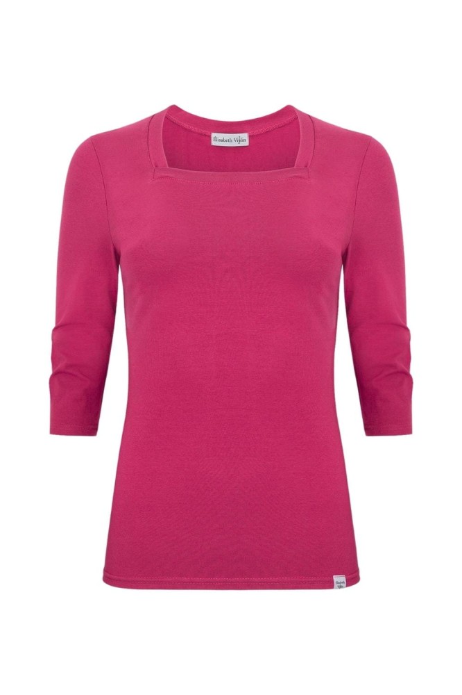 ERICA z rękawami 3:4 Pink Peacock przód.jpg
