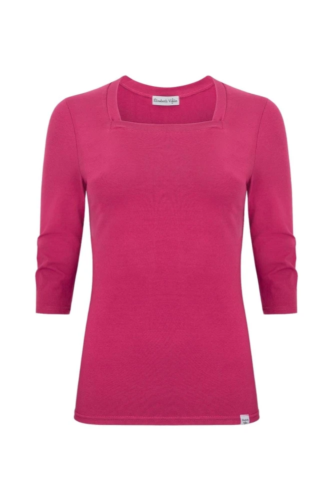 ERICA z rękawami 3:4 Pink Peacock przód.jpg
