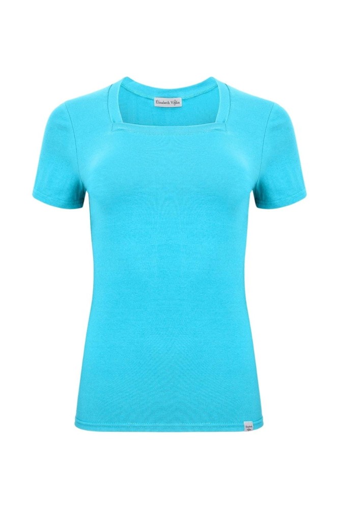 ERICA z krótkimi rękawami Cyan Blue przód.jpg