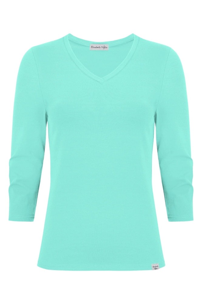 VERA z rękawami 3:4 Blue Turquoise przód.jpg