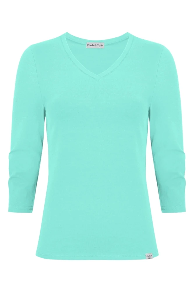 VERA z rękawami 3:4 Blue Turquoise przód.jpg