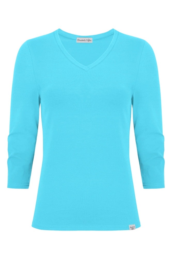 VERA z rękawami 3:4 Cyan Blue przód.jpg
