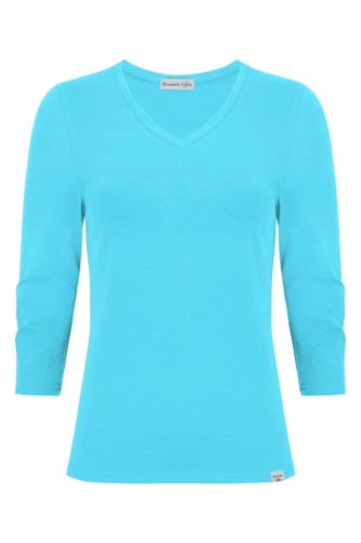 VERA z rękawami 3:4 Cyan Blue przód.jpg