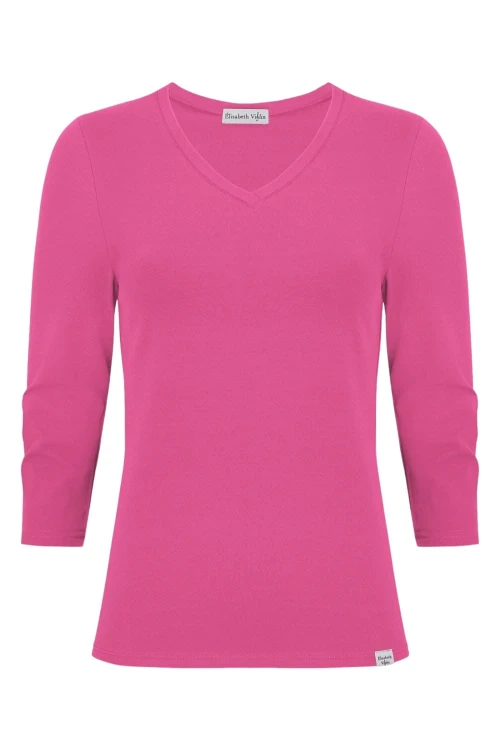 VERA z rękawami 3:4 Fuchsia Rose przód.jpg