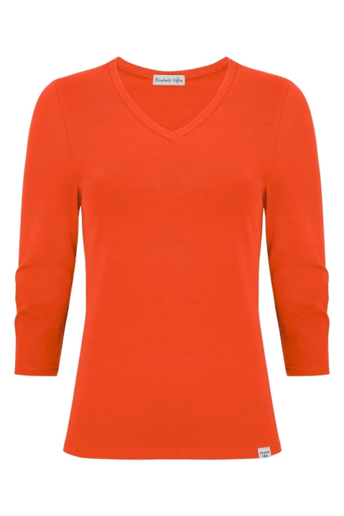 VERA z rękawami 3:4 Mandarin Red przód.jpg