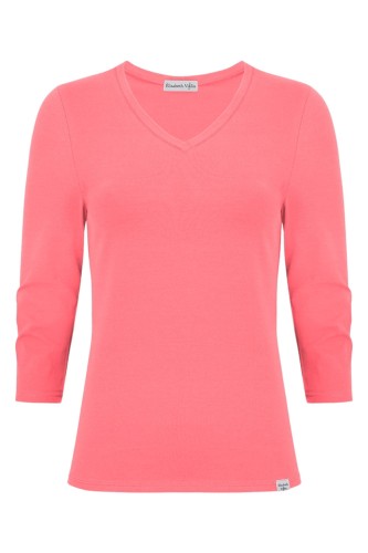VERA z rękawami 3:4 Sunkist Coral przód.jpg