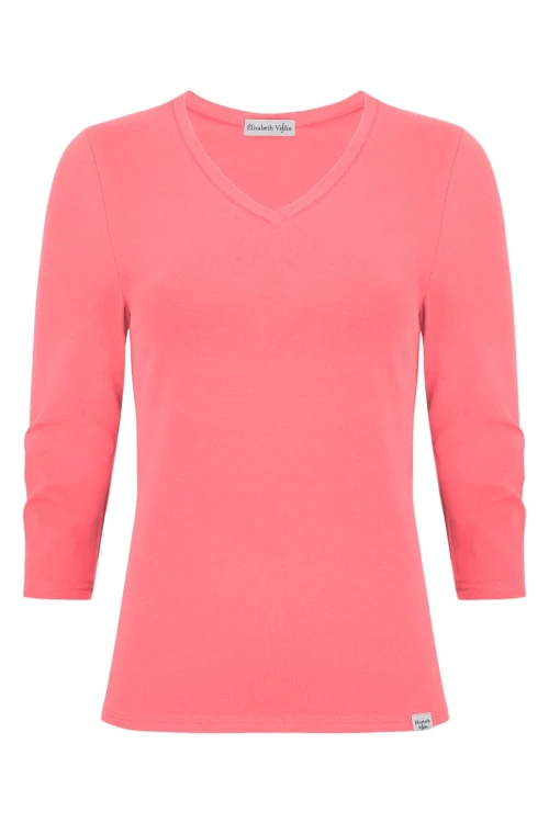 VERA z rękawami 3:4 Sunkist Coral przód.jpg