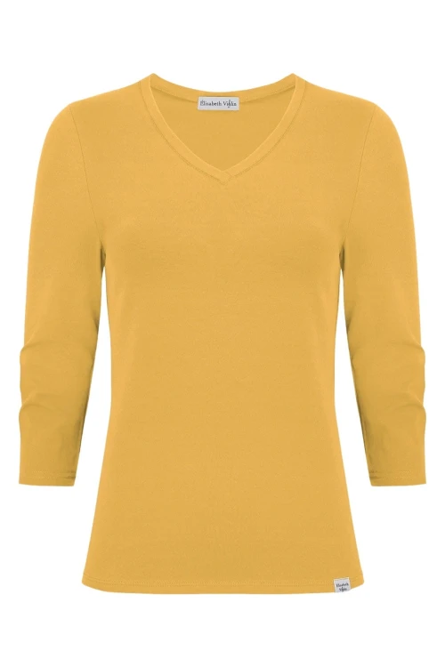 VERA z rękawami 3:4 Mineral Yellow przód.jpg
