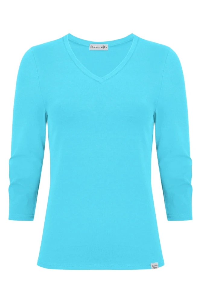 VERA z rękawami 3:4 Cyan Blue przód.jpg