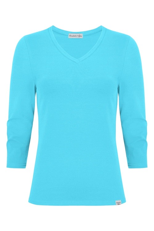 VERA z rękawami 3:4 Cyan Blue przód.jpg