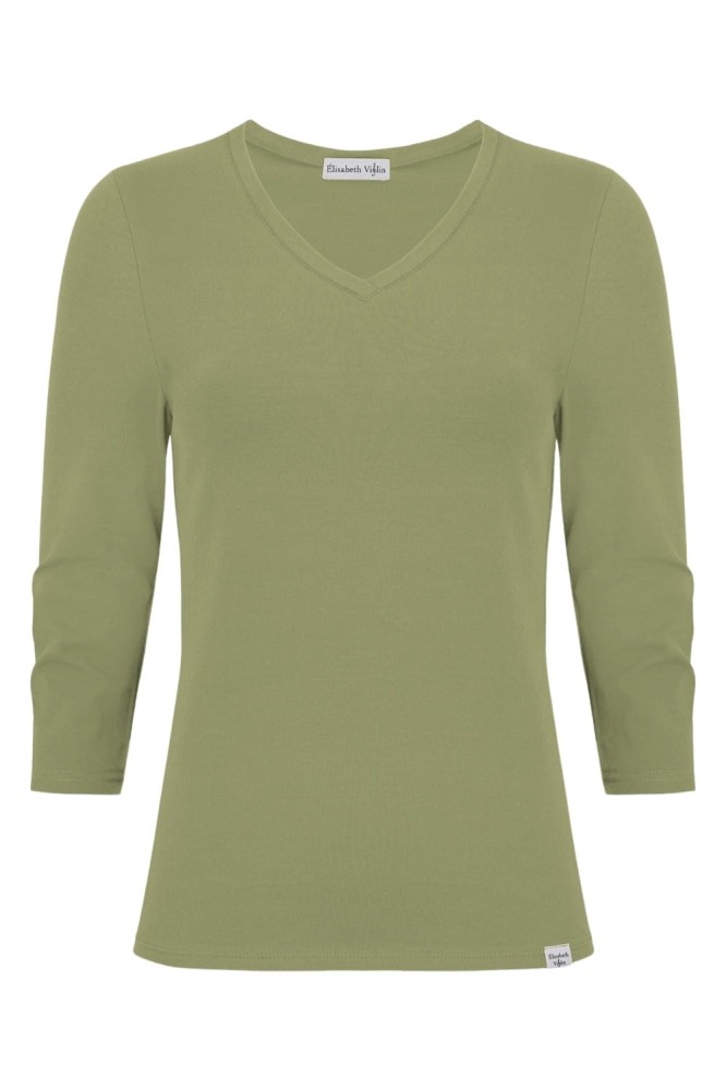 VERA z rękawami 3:4 Oil Green przód.jpg