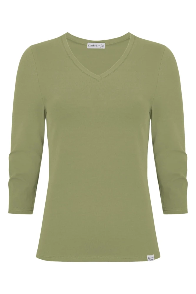 VERA z rękawami 3:4 Oil Green przód.jpg