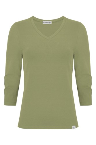 VERA z rękawami 3:4 Oil Green przód.jpg