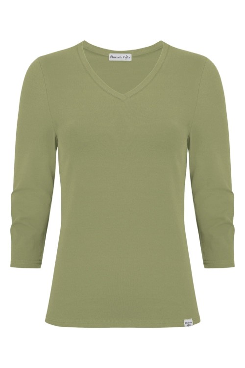 VERA z rękawami 3:4 Oil Green przód.jpg