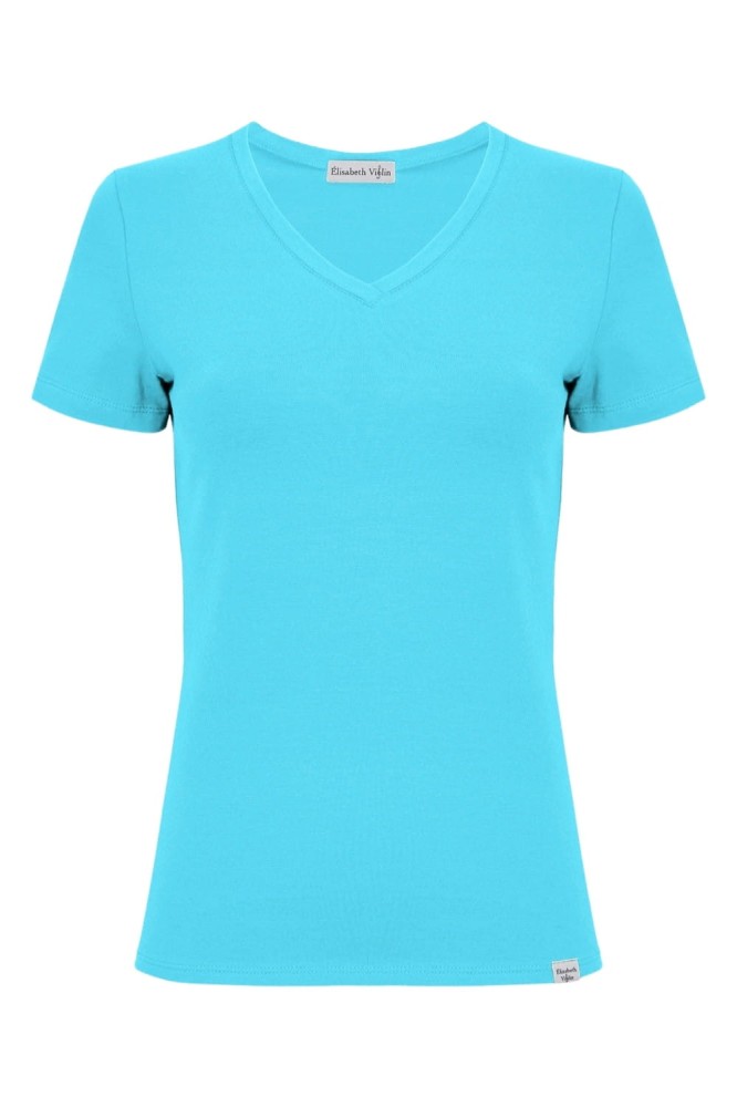 VERA z krótkimi rękawami Cyan Blue przód.jpg