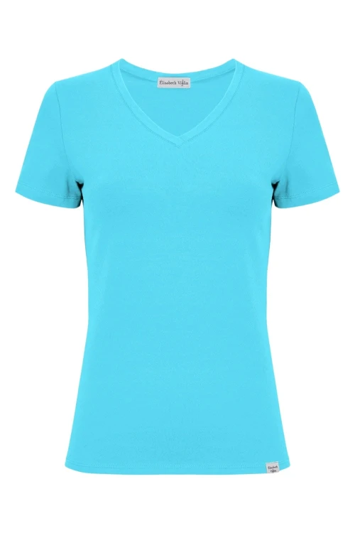 VERA z krótkimi rękawami Cyan Blue przód.jpg