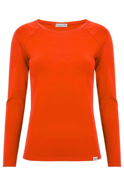 Mandarin Red MAYA z długimi rękawami przód.jpg