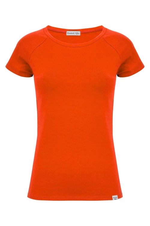 Mandarin Red MAYA z krótkimi rękawami przód.jpg