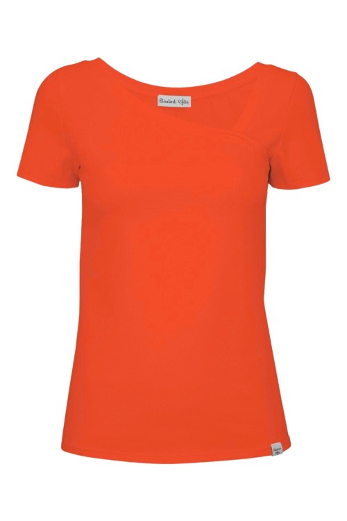 Mandarin Red FLORA z krótkimi rękawami przód.jpg