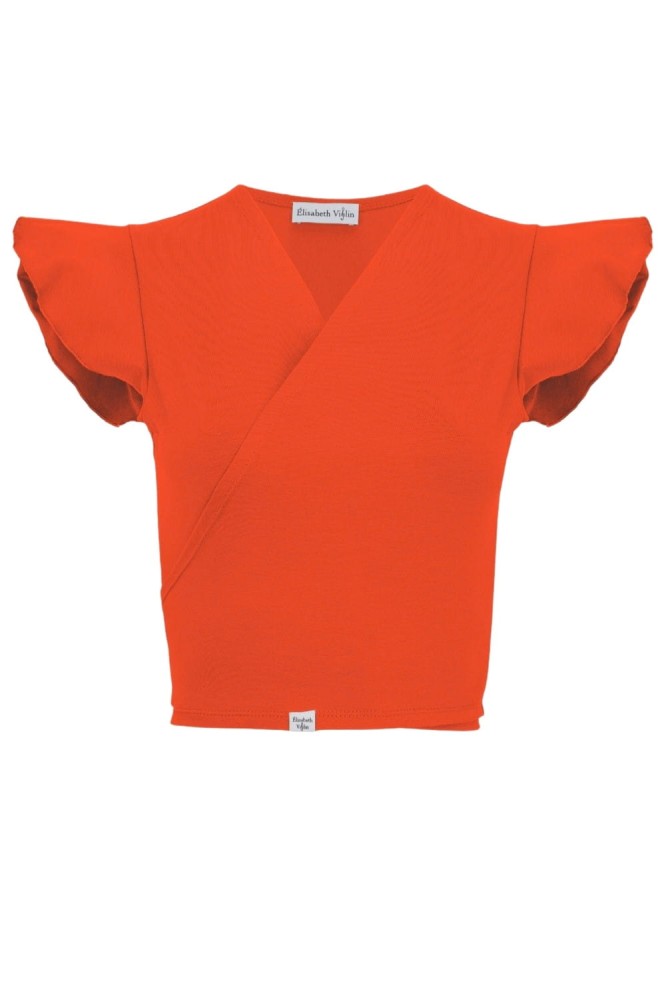 Mandarin Red SOPHIÉ z krótkimi rękawami przód.jpg