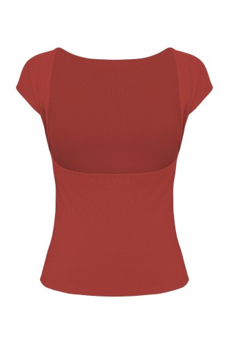 Brick Red RHÉA z krótkimi rękawami tył.jpg