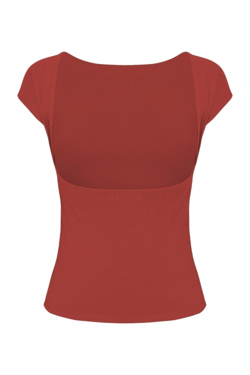 Brick Red RHÉA z krótkimi rękawami tył.jpg