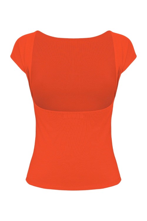 Mandarin Red RHÉA z krótkimi rękawami tył.jpg