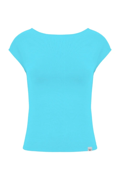 Cyan Blue RHÉA z krótkimi rękawami przód.jpg