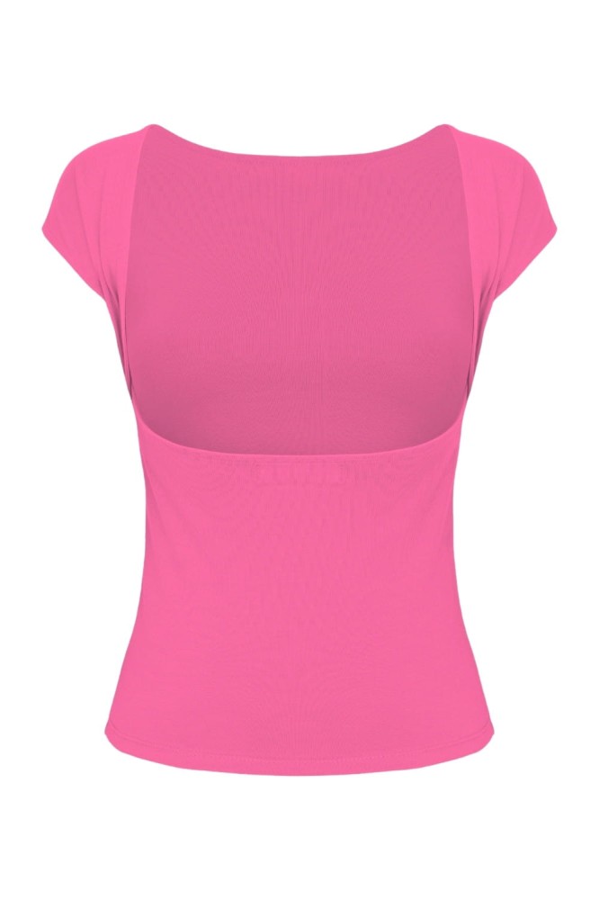 Shocking Pink RHÉA z krótkimi rękawami tył.jpg