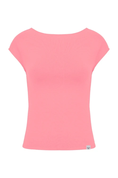 Geranium Pink RHÉA z krótkimi rękawami przód.jpg