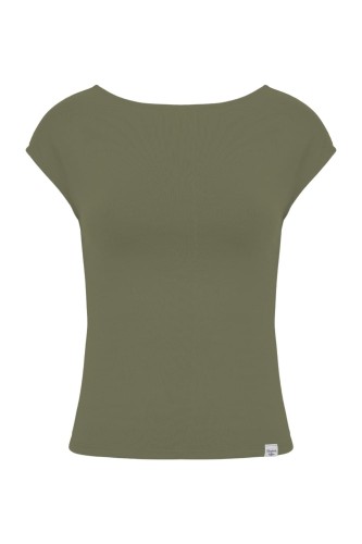 Dusty Olive RHÉA z krótkimi rękawami przód.jpg